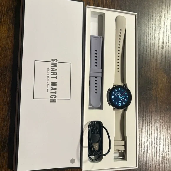 Smartwatch with Cream and‎ Light Purple Bands