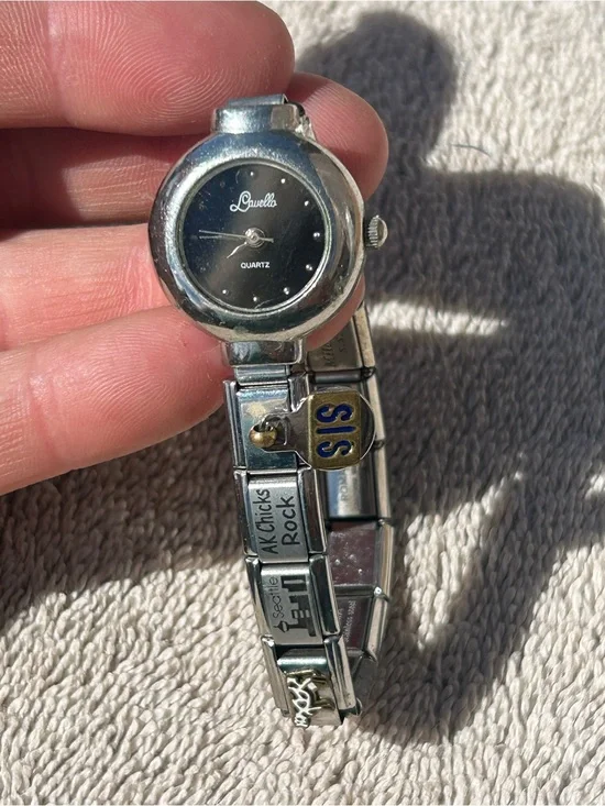 Silver-Tone Black Dial Quartz Bracelet Watch