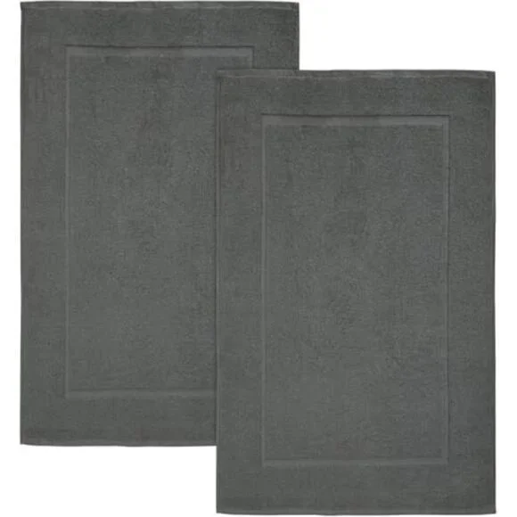 Cotton Bath Mat Set 2 Pack Super Soft Absorbent Luxury Bathroom Floor Rugs Grey