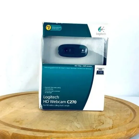 Logitech C270 HD Webcam w/Noise-Reducing Mics for Video Calls- UNTESTED