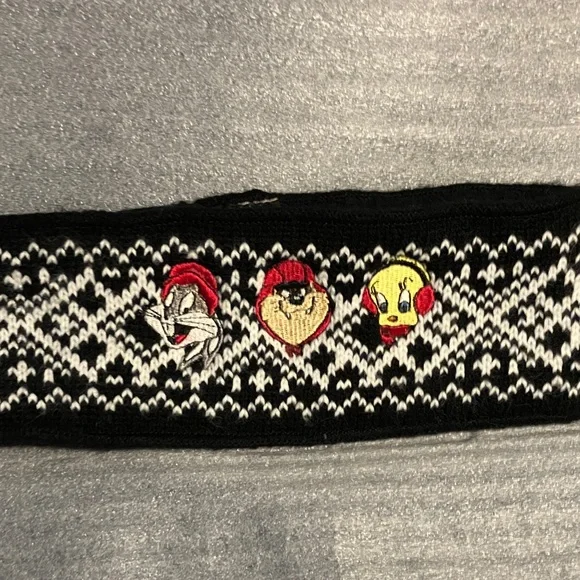 Black and White Looney Tunes Character Knit Vintage Headband