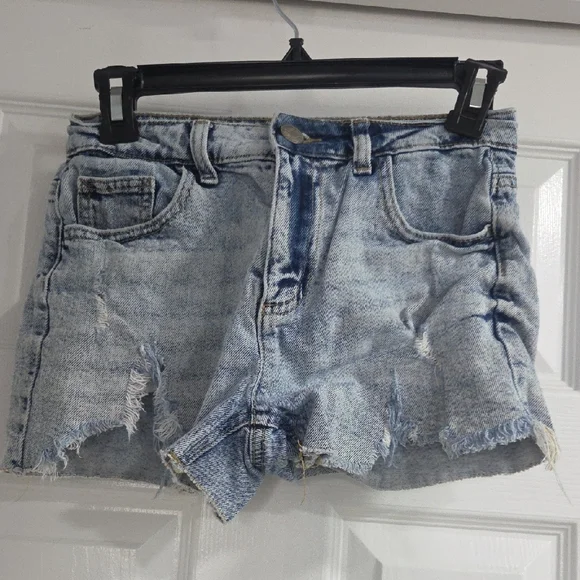 Justice Light Blue Distressed Jean Shorts