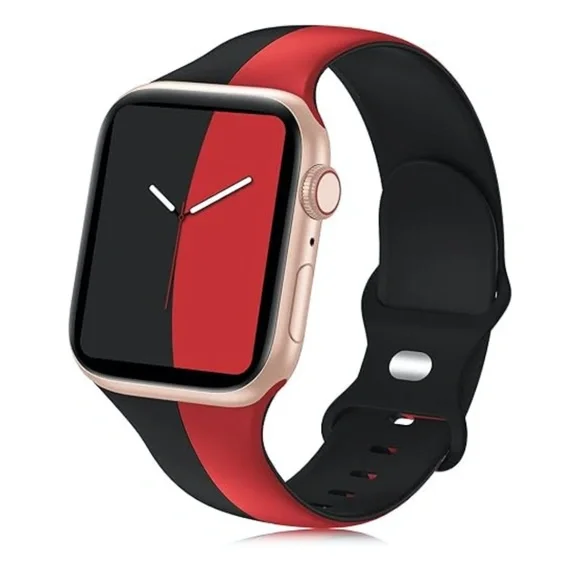 Apple Watch Sport Band 38mm, 40mm, 41mm, 42mm, 44mm, 45mm - Black & Red
