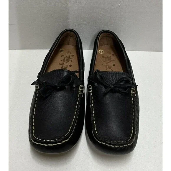 Mighty Joe boys size EU 31 US 13 black leather slip on moccasins shoes