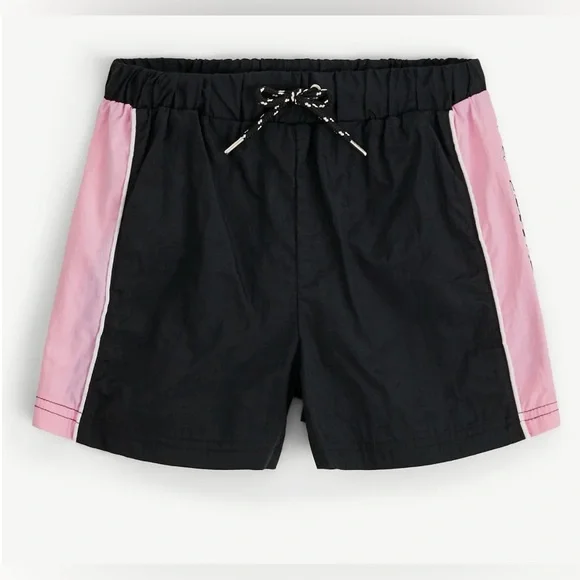 Justice x NASCAR Girls Windbreaker Shorts Black Pink Size S 7/8 NWT