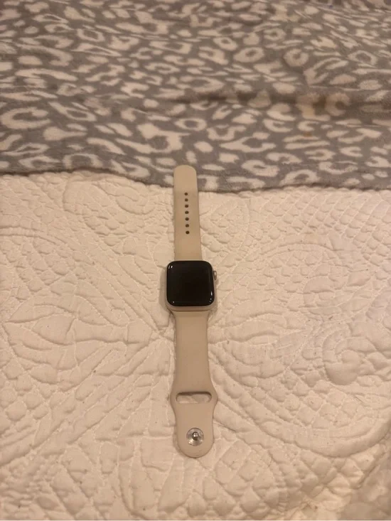 Apple watch with Cream Silicone Band