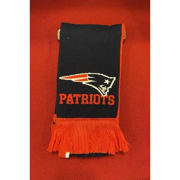 New England Patriots Scarf Knit Winter Neck Double Sided Red & Blue W/ Team Logo