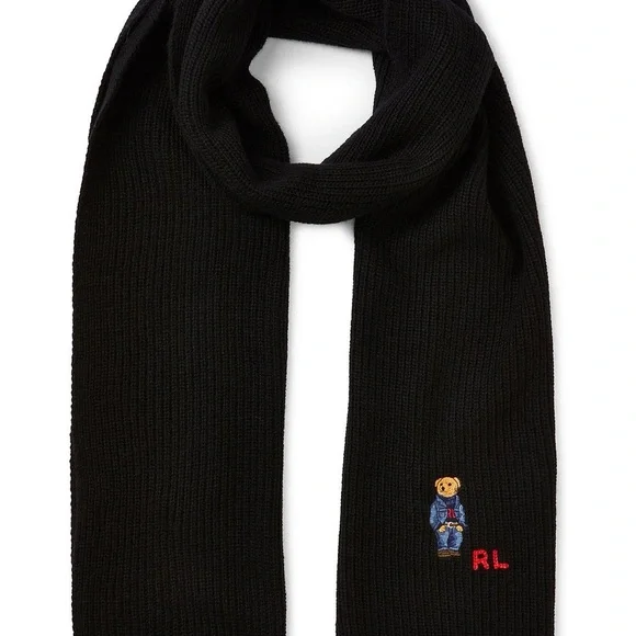 POLO RALPH LAUREN SOLID DENIM BEAR SCARF