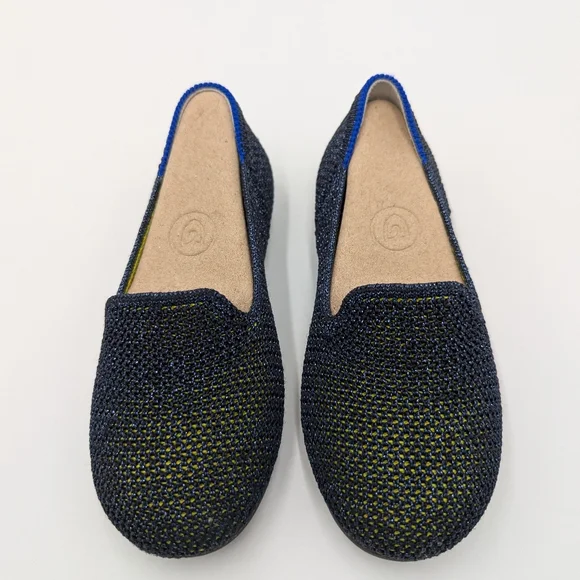 Rothy’s Night Sparkle Loafer Navy Blue Metallic Slip On Kids Shoes Girls Size 10