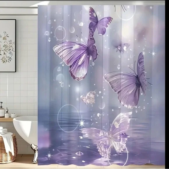 Purple Butterfly Shower Curtain