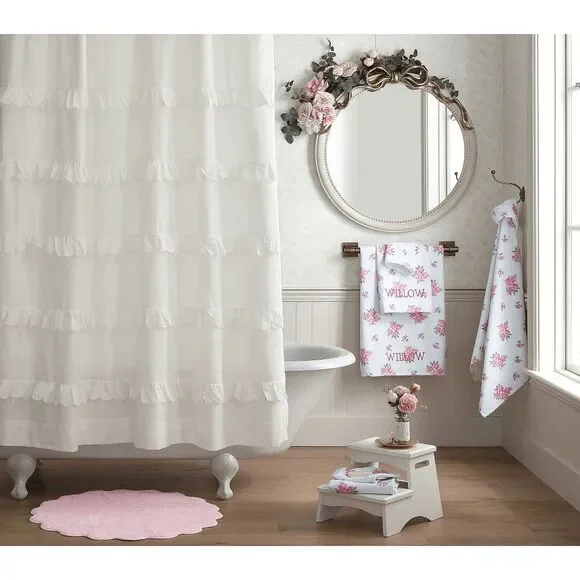 Pottery Barn Kids LoveShackFancy Eyelet Ruffled Shower Curtain