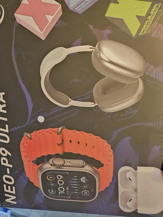 Smartwatch, Over The Ear Headphones And Earbud Bundle New And Sealed In Box