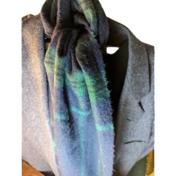 💙 Plaid Tartan scarf very soft wool blend dark academia preppy class Highlander