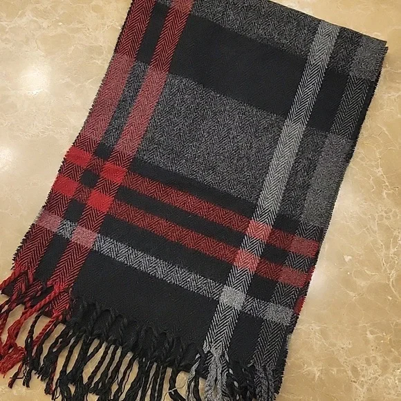 100% Acrylic Black, Red & Gray 60