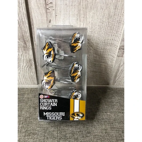 Northwest College Missouri Tigers Shower Curtain Hooks Rings 12 pc Dorm Sports