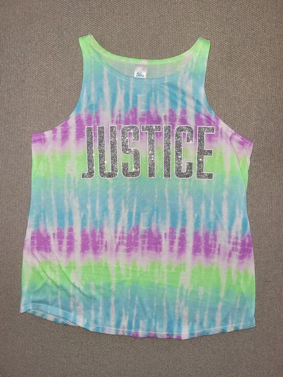 Justice Size 12 Girls Tie-Dye Tank Top with Glitter Logo