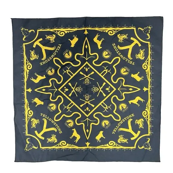 Yellowstone Paramount Network Black Yellow Bandana Scarf Cowboy Rodeo Western