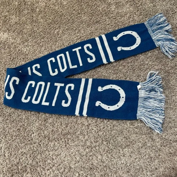 Indianapolis Colts NFL Knit Scarf Blue White Horseshoe Logo Fan Gear 60 Inch