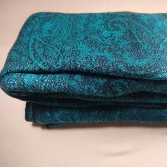 NWOT PASHMINA long cashmere-silk scarf/wrap/shawl/coverup - teal-turquoise