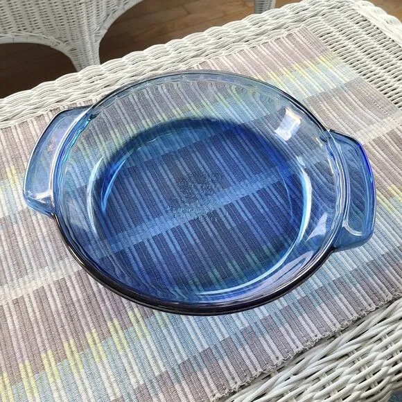 Vintage Anchor Hocking Ovenware Cobalt Blue Deep Dish 9-Inch 1 Qt. Pie Plate