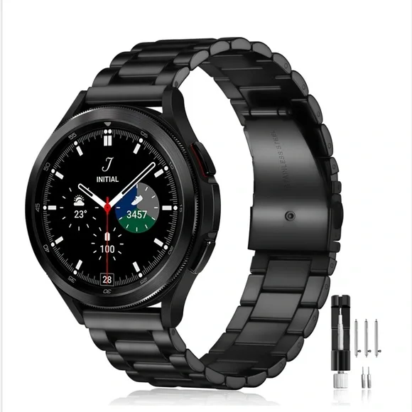 BLACK Stainless Steel REPLACEMENT BAND for SAMSUNG GALAXY SMARTWATCH Men/Women