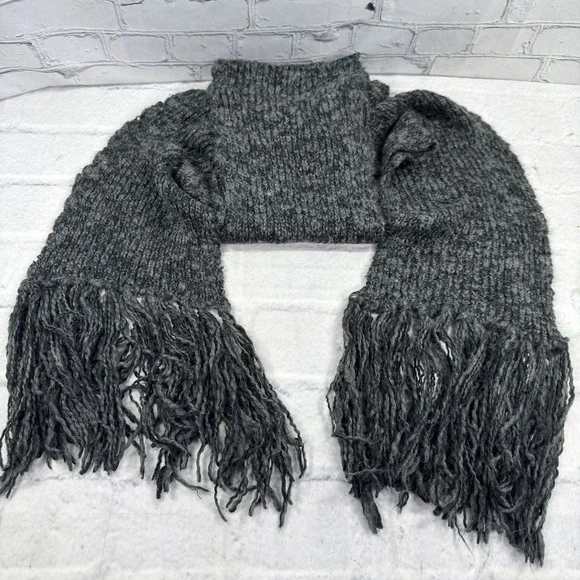 John Varvatos USA Charcoal‎ Knit Scarf Wool Acrylic Blend Long 104