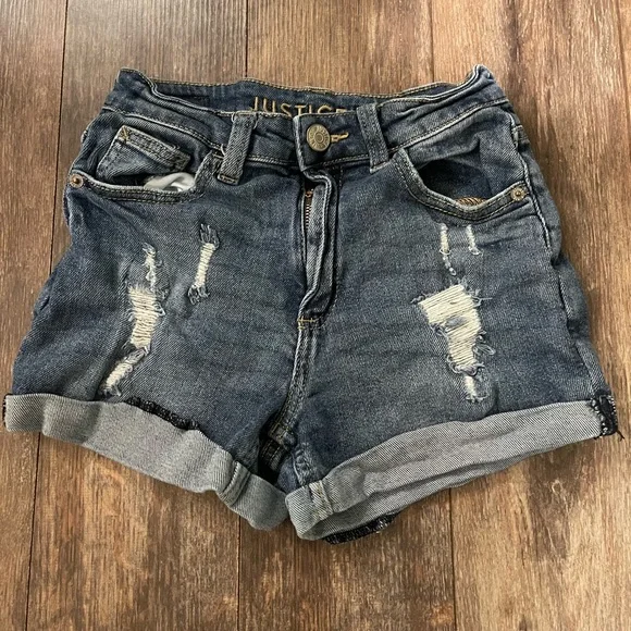 Justice Distressed Blue Jean Shorts