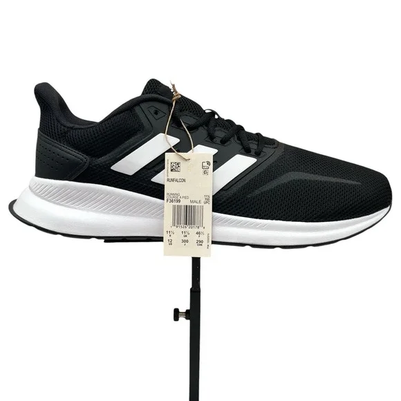 Adidas Men Runfalcon Athletic Running Shoe Size 12 Black White Comfort Sneakers