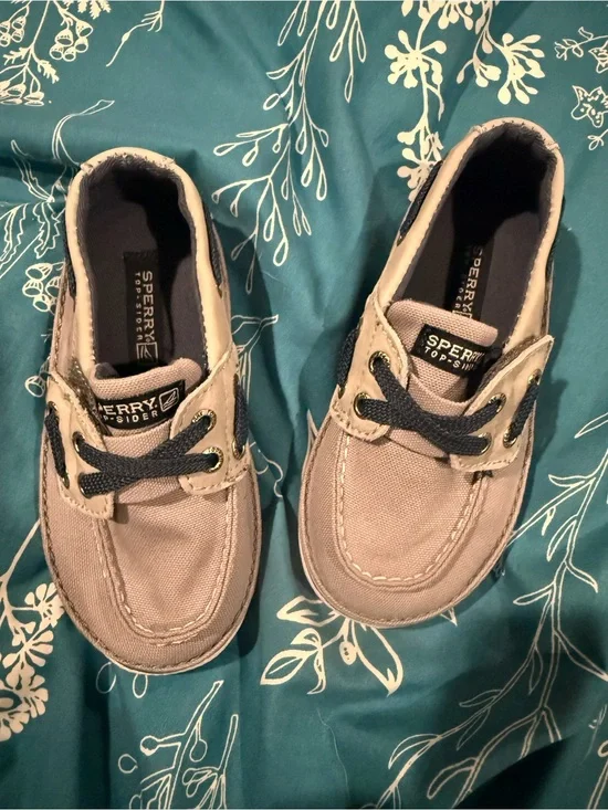 Sperry Kids' Canvas Boat Shoes with Navy Laces