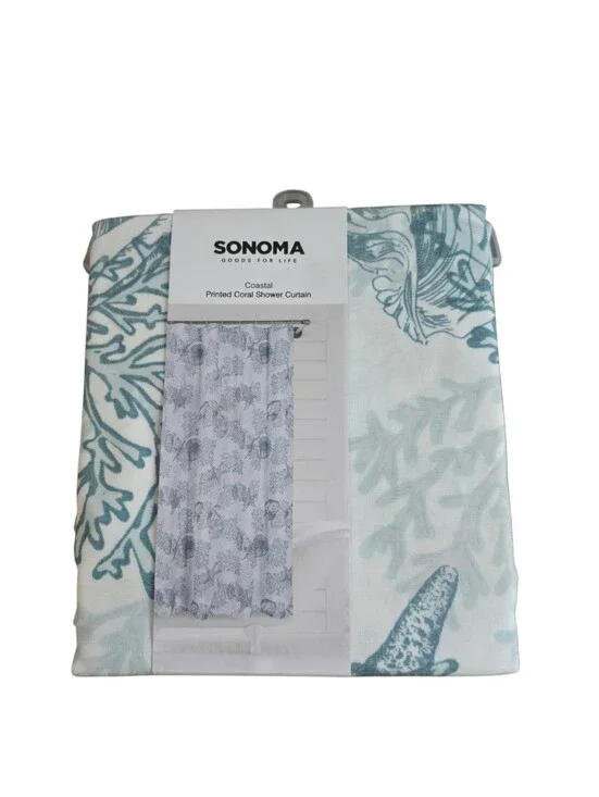 Sonoma Coastal Coral Seashell Shower Curtain 70x72 NWT Beach Ocean