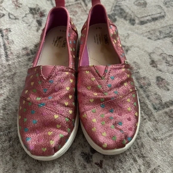 TOMS Kids Pink Multi-Color Heart Sneakers