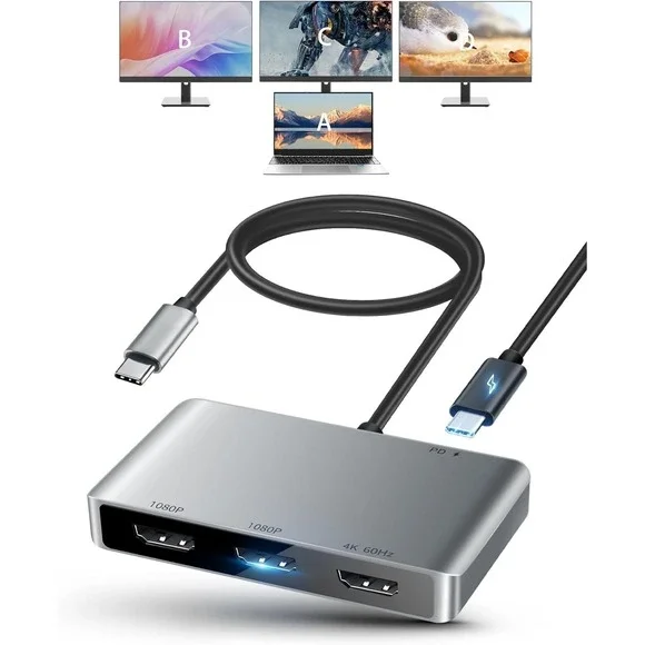 avedio links USB C to 3 HDMI Adapter Triple Monitor 4K 100W PD Windows Mac