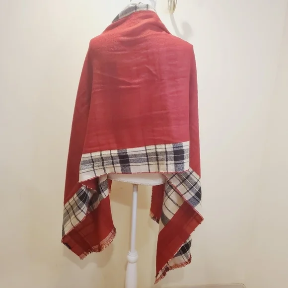 CARLOTTE DANIEL women's large red plaid reversible Scarf