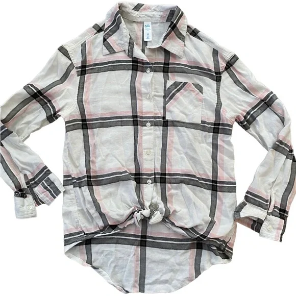 Justice button down shirt with tie front. Size 12.