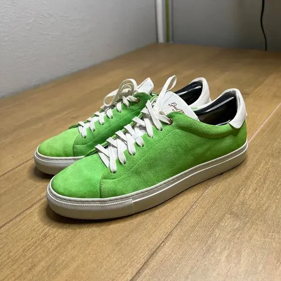 Good Man Brand Green Suede Low Top‎ Sneakers Made In Italy Men’s Size 9 Luxury