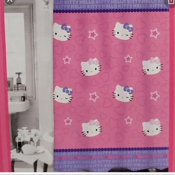 HELLO KITTY FABRIC SHOWER CURTAIN