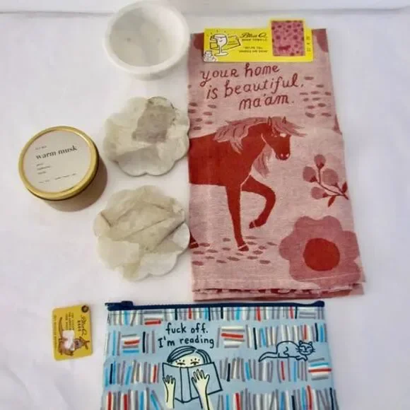 West Elm Marble Bowl Blue Q Tea Towel Anthropologie Coasters Candle