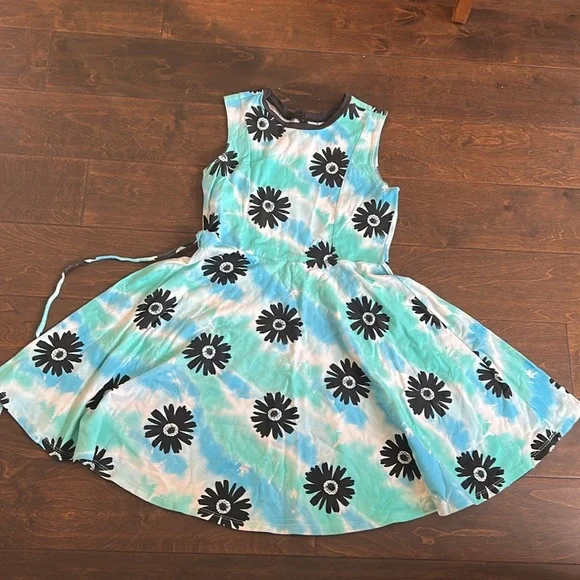 Justice Girls Dress Sz 12 Cotton Floral Blue ST1525
