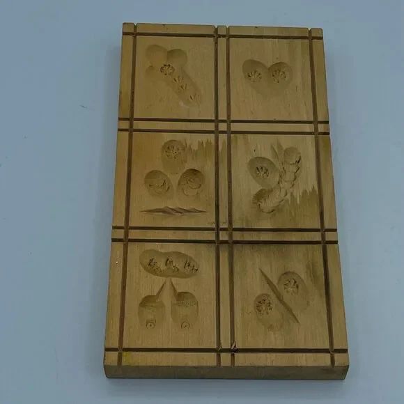 Vintage Hand Carved Wooden Speculaas Cookie Mold Springerle Board Folk Art Decor