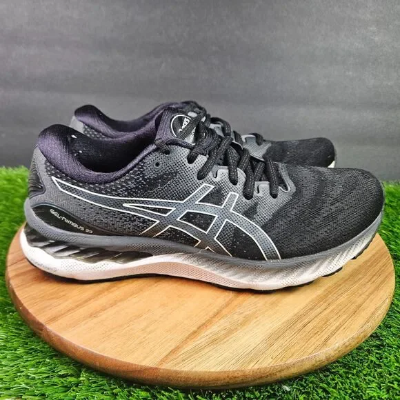 ASICS GEL-Nimbus 23 Shoes Mens Size 8.5 Black White Running Cushioned Sneakers