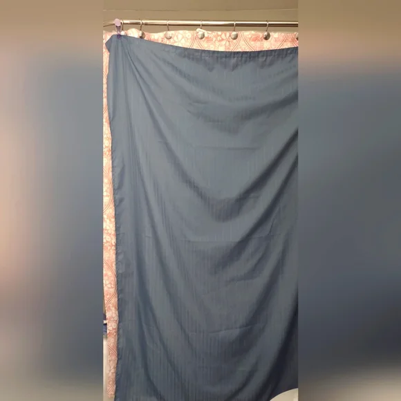 French Country Blue Shower Curtain With Satin Stripes