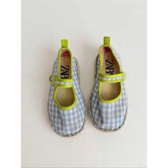Zara Girls Gingham Mary Jane Toddler Shoes size 6.5