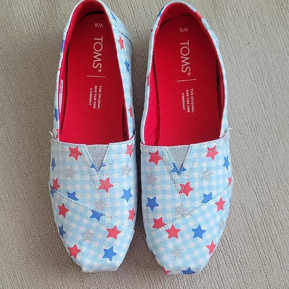 TOMS Kids' Star Print Shoes - Blue and Red new