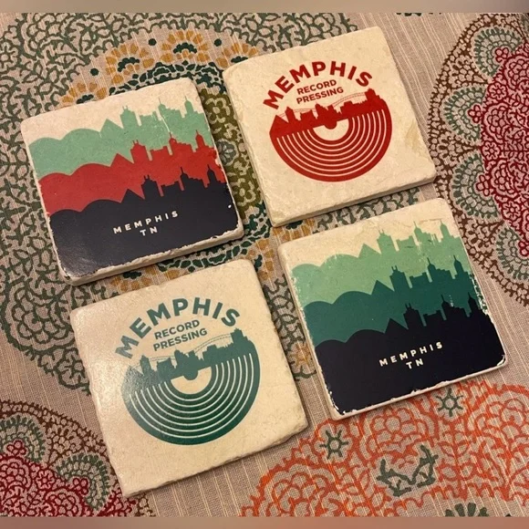 GORGEOUS NWT Memphis & Memphis Record Pressing Decorative Coaster Set