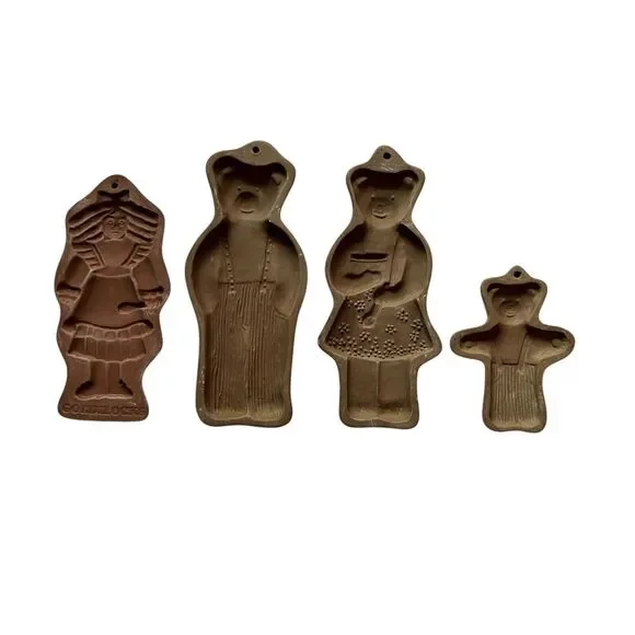 Hartstone Stoneware Cookie Molds Goldilocks Papa Mama Baby Bear Lot of 4‎