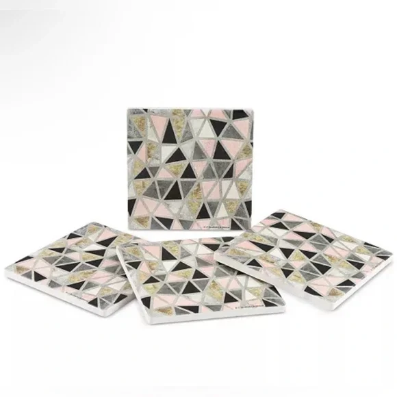 Thirstysone Marbled Geo Blush 4-Pc. Coaster Set 4.25