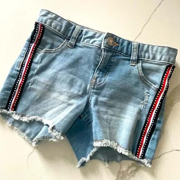 Justice girls denim striped jean shorts 10