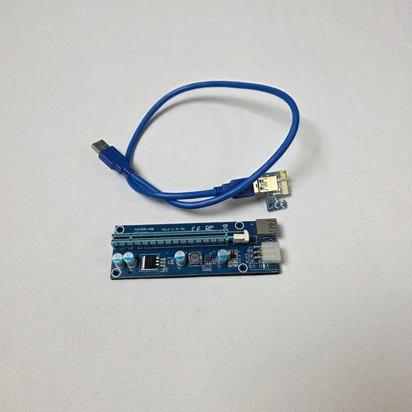 PCI-E Riser‎ Card 164IP-N06 VER 006C 1x to 16x Blue 6-Pin Powered 24in USB 3.0
