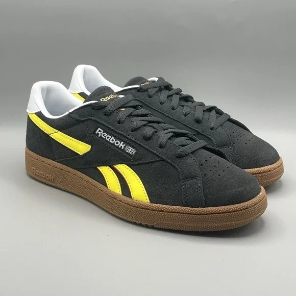 Reebok Classic Club C Grounds UK Gray Yellow Suede Retro - Men's Size 10 NEW