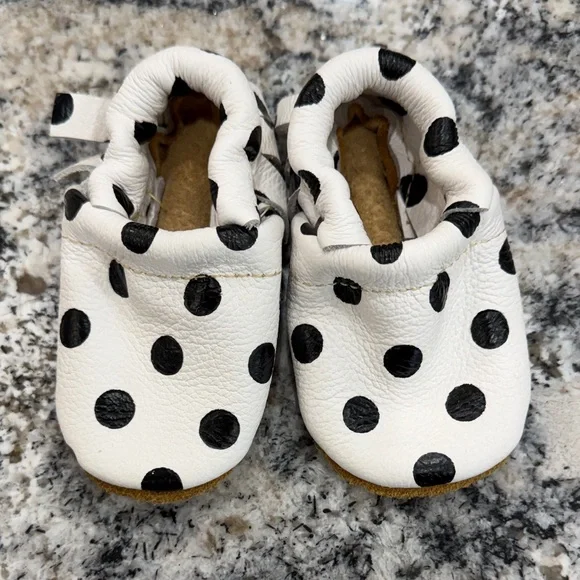 Polka Dot Leather Baby Shoes